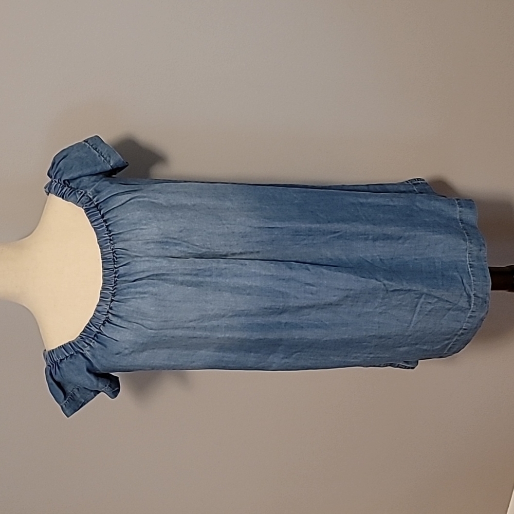 CLOTH & STONE Chambray Denim Dress Small Anthropologie Off the Shoulder